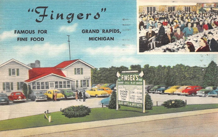 Fingers Restaurant - Vintage Postcard